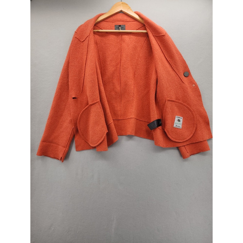 OSKA Boiled Wool Jacket 3 Orange Rust Virgin Wool Moessmer Lagenlook Blazer Coat - Picture 11 of 16